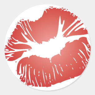Rote Lippen Runder Aufkleber