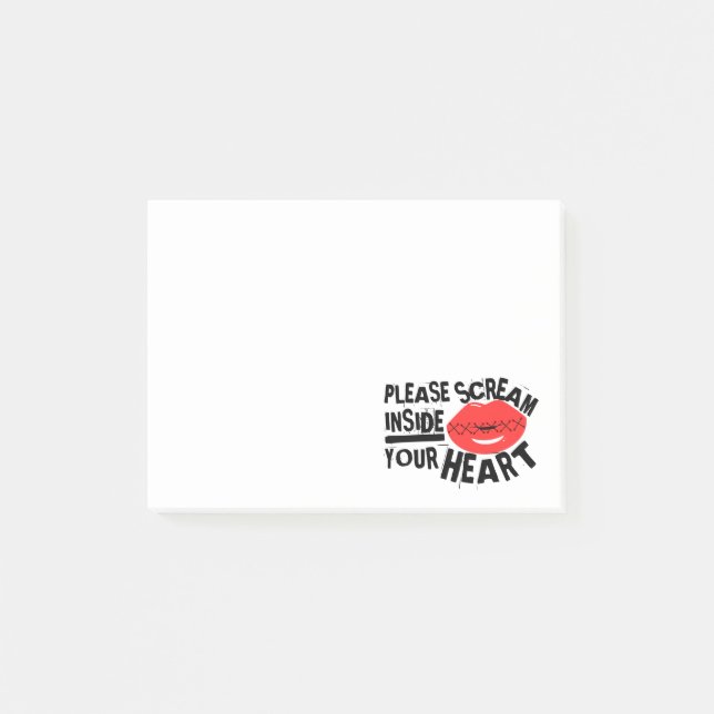 Rote Lippen Schrei bitte ins Herz Post-it Klebezettel (Vorderseite)