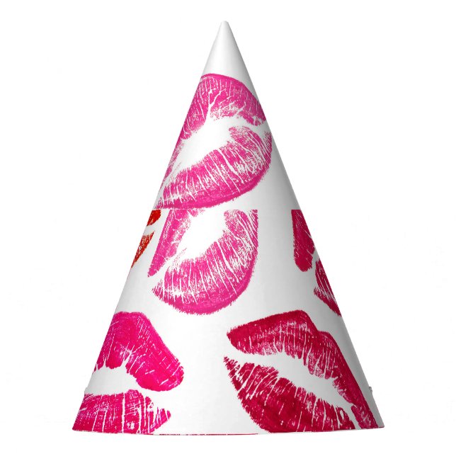 Rote Lippen Set, weißer Hintergrund. Partyhütchen (Vorderseite)