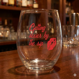 Rote Lippen Sexter durch den Schluck Stemless Weinglas Ohne Stiel