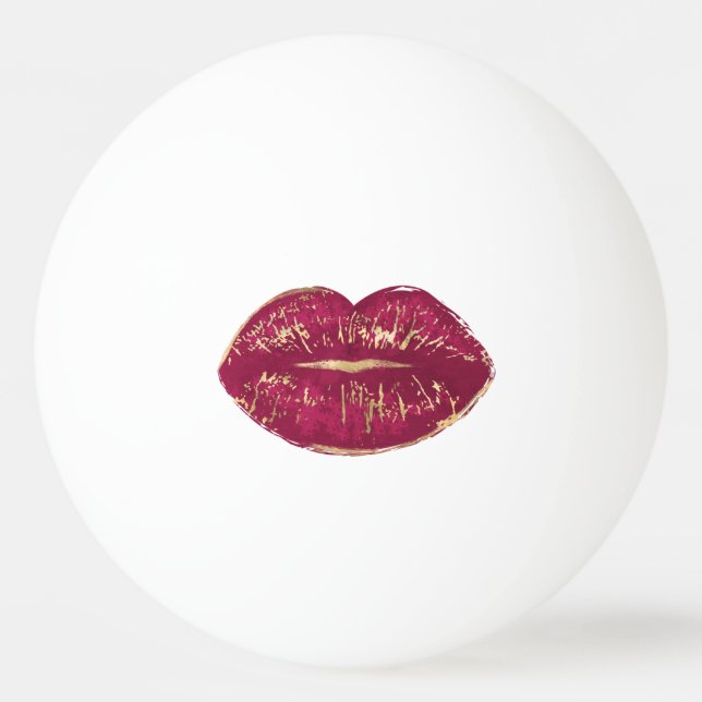 Rote Lippen Tischtennisball (Vorderseite)