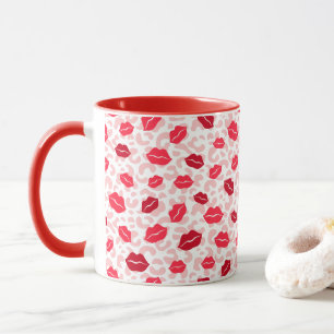 Rote Lippen und Märchen auf rosa Muster Tasse