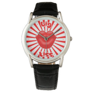 Rote Lippen weite Sonnenstrahlen Kuss Armbanduhr