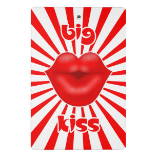 Rote Lippen weite Sonnenstrahlen Kuss Mini Klemmbrett