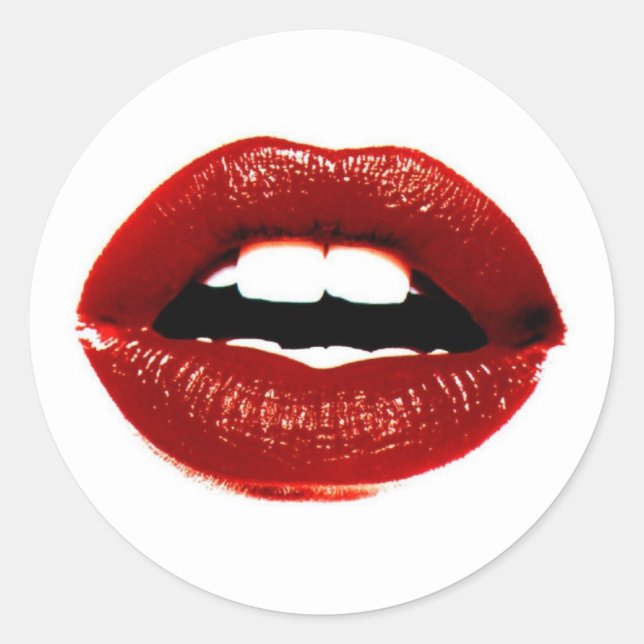 Rote Lippenaufkleber Runder Aufkleber (Vorderseite)
