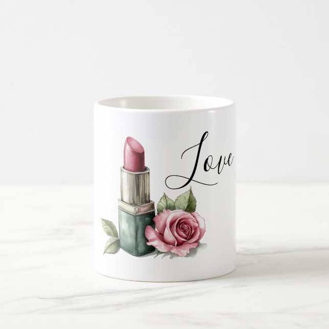 Rote Lippenstift-Blume Kaffeetasse (Mittel)