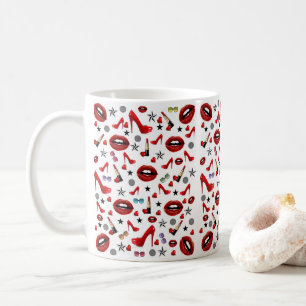 Rote Lippenstift Lippen Absätze Tasse