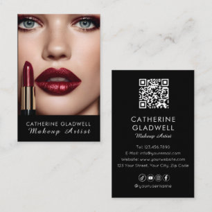 Rote Lippenstift-Makeup-Artist-Businesskarte Visitenkarte