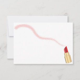 Rote Lippenstift-Zeichnung Kunst Blanko Mitteilungskarte