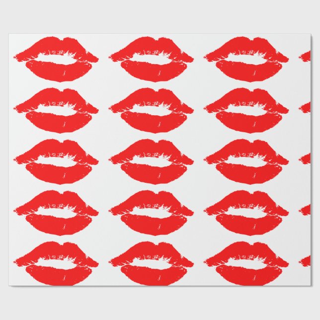 ROTE LIPS KISS WRAPPPAPIER GESCHENKPAPIER (Flach)