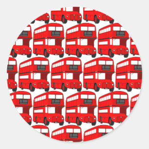 Rote London-Doppeldecker-Bus-Tapete Runder Aufkleber
