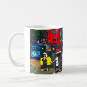 Rote Londoner Busse in der Oxford Street London Kaffeetasse