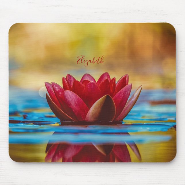 Rote Lotosblumen-Landschaft, Zen Mousepad (Vorne)