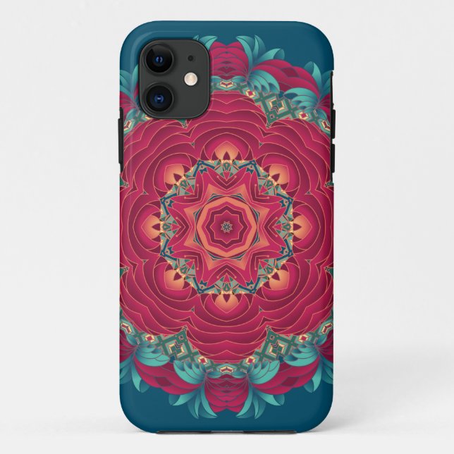 Rote Lotus-Mandala Case-Mate iPhone Hülle (Rückseite)