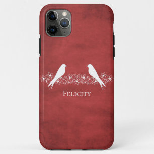 Rote Lovebirds Blumenvine iPhone Case