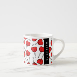 Rote Lutscher, Herz-Lutscher, Lolly, Ihr Name Espressotasse