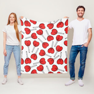 Rote Lutscher, Herz-Lutscher, Lutscher-Muster Fleecedecke