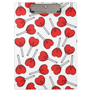 Rote Lutscher, Herz-Lutscher, Lutscher-Muster Klemmbrett