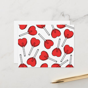Rote Lutscher, Herz-Lutscher, Lutscher-Muster Postkarte