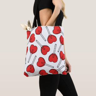 Rote Lutscher, Herz-Lutscher, Lutscher-Muster Tasche