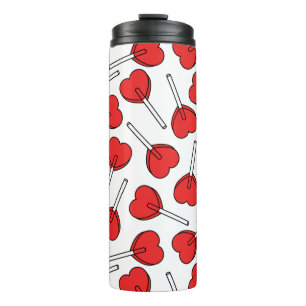 Rote Lutscher, Herz-Lutscher, Lutscher-Muster Thermosbecher