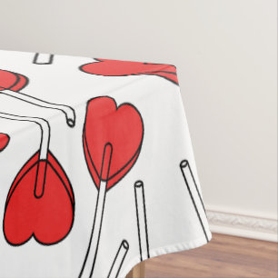 Rote Lutscher, Herz-Lutscher, Lutscher-Muster Tischdecke