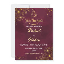 Rote Luxus-Indische Save-the-Date-Karte