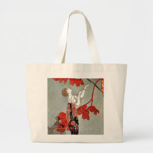 Rote Madame Art Deco Design Jumbo Stoffbeutel