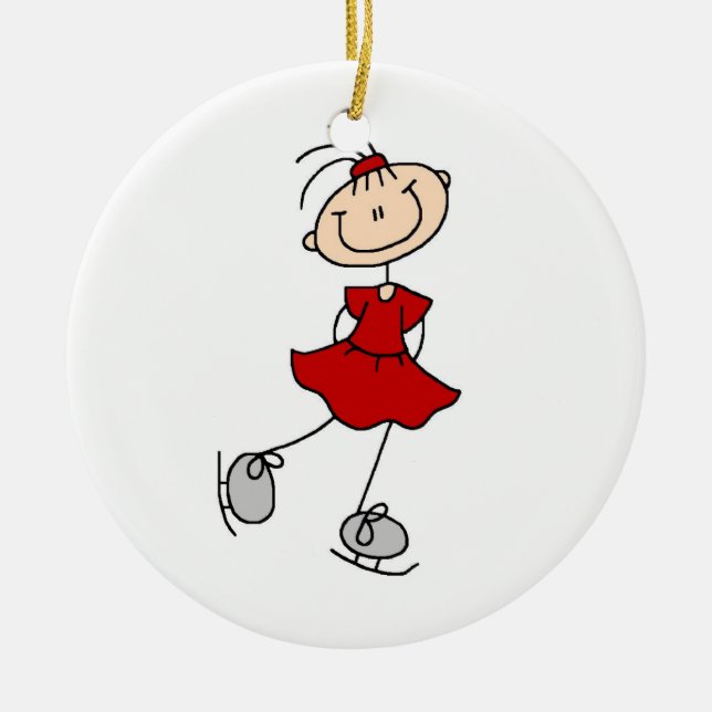 Rote Mädchen-Eis-Skater-T - Shirts und Geschenke Keramikornament (Vorne)