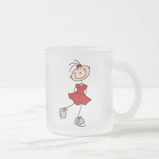 Rote Mädchen-Eis-Skater-T - Shirts und Geschenke Mattglastasse (Rechts)
