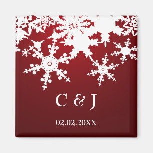rote Magneten der Schneeflocken Save the Date Magnet