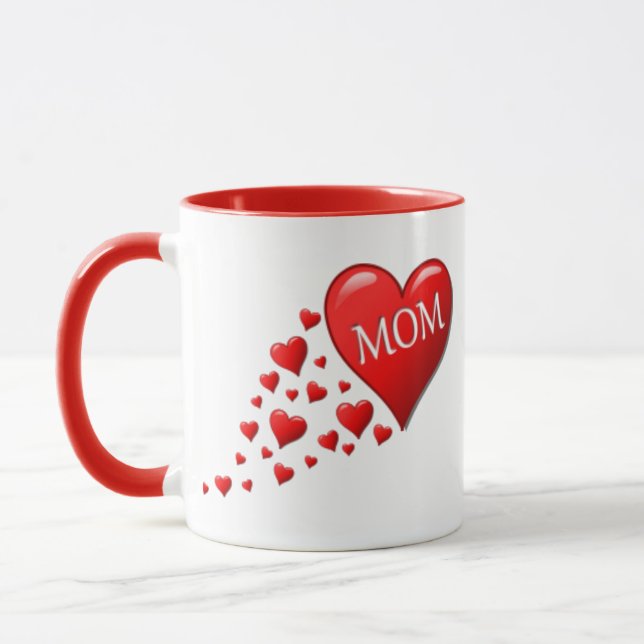 Rote Mama-Herzen Tasse (Links)