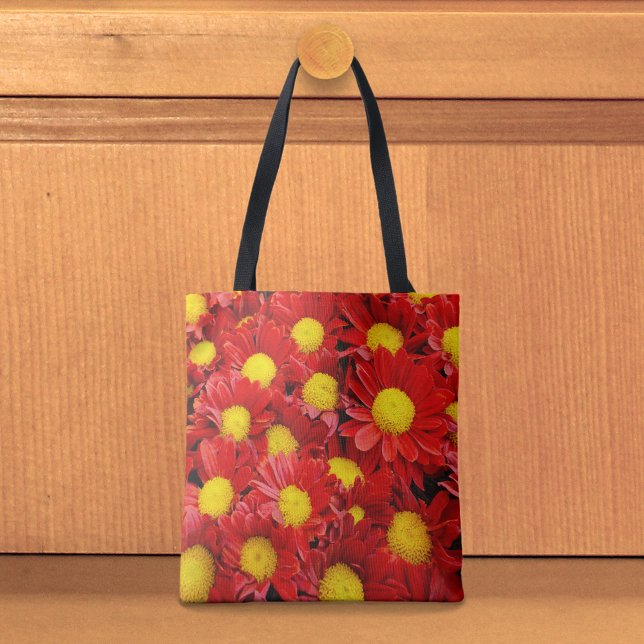Rote Margeriten-Tasche Tasche (Tote bag with red daisies)