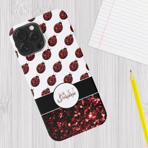 Rote Marienkäfer-Attrappe Glitter-Funkeln Muster M Case-Mate iPhone 14 Hülle