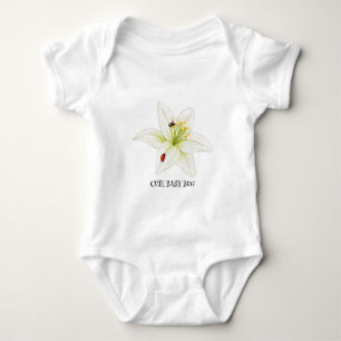 Rote Marienkäfer rosa Lilienblume benutzerdefinier Baby Strampler