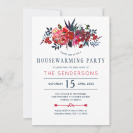 Rote Marine rustikales bohobales Blumenhaus Party Einladung