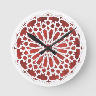 Rote marokkanische Mosaikuhr ALCAZAR Runde Wanduhr