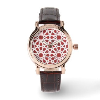 Rote marokkanische Mosaikuhr Armbanduhr