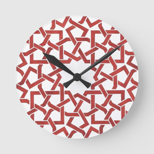 Rote marokkanische Mosaikuhr MAMLUK Runde Wanduhr (Vorderseite)
