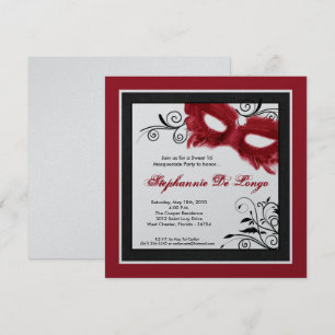 rote Maske der Maskerade-5x5 16 Einladung