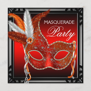Rote Maske Schwarze Rote Maskenparty Einladung