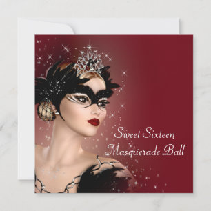 Rote Maske Sweet 16 Maskenball Party Einladung