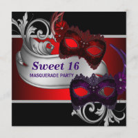 Rote Masken Sweet 16 Masquerade Party