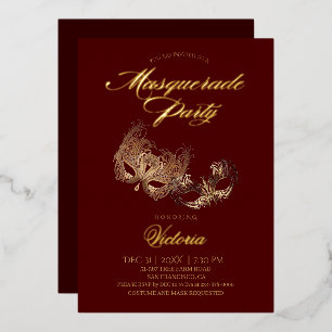 Rote Maskenparty Folieneinladung