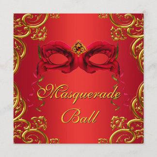 Rote Maskerade Gold Rotes Party Einladung