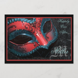 Rote Maskerade-Renaissance-Hochzeits-Einladung Einladung