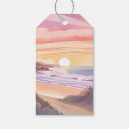 Röte Meeresuntergang | Strand Aquarellmalerei Geschenkanhänger