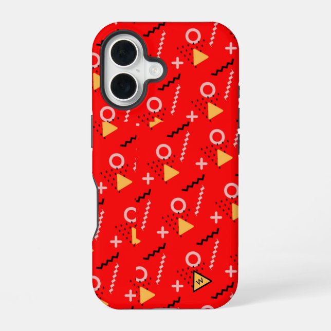 Rote Memphis-Monogramm-Case-Mate-iPhone-Hülle iPhone 16 Hülle (Rückseite)