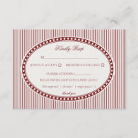 Rote Merlot-gestreifte Harlekin-Hochzeits-RSVP