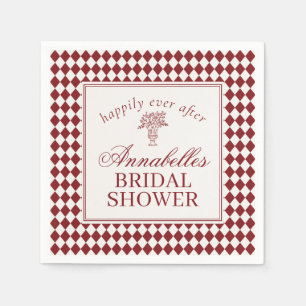 Rote Merlot-Harlekin-Karo-Hochzeitsdusche Serviette